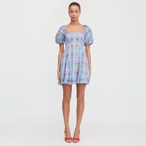 SO CUTE! Hill House The Matilda Mini Dress - Blue Floral Block Stripe
